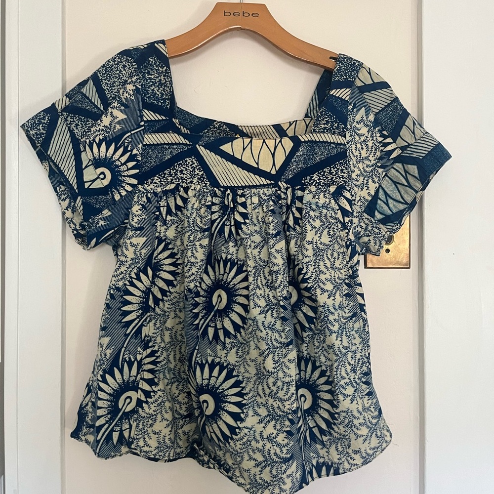 anthropology square neck organic printed top